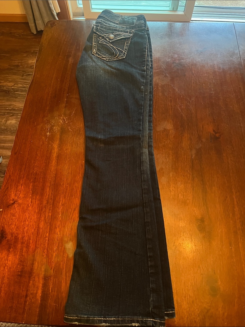 Silver Jeans Dark Indigo Bootcut Jeans with Contrast Stitching